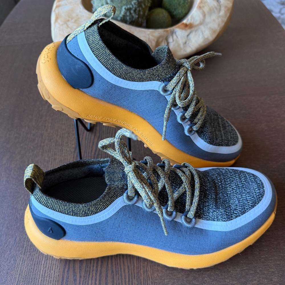 Allbirds Trail Runners SWT Grey Yellow Athletic Shoes - Picture 4 of 8